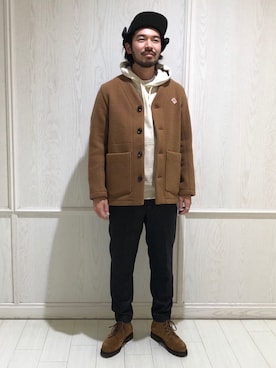 「ワーク」｜「アイテム（ノーカラージャケット）」を使った、Bshop吉祥寺店スタッフさん（メンズ・175cm）の秋コーディネート
