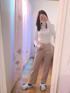 「reca（レカ）のリブタートルネックニット（ニット/セーター、ホワイト系）」を使った、ほのちゃ‪‪ん🧸♥️さん（レディース・165cm）の秋コーディネート