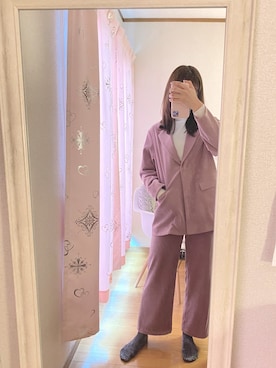 「Ameri（アメリ）のCORDUROY OVER JACKET（テーラードジャケット、ピンク系）」を使った、ほのちゃ‪‪ん🧸♥️さん（レディース・165cm）の冬コーディネート
