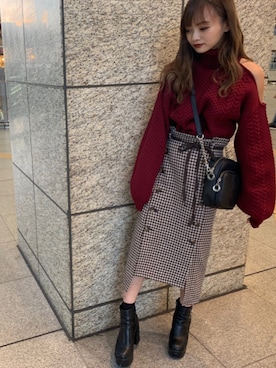 「アパレルスタッフ」｜「アイテム（ブーツ）」を使った、舞さん（レディース・155cm）の秋コーディネート