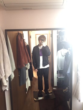「STUDIOUS（ステュディオス）のアイテム（MA-1）」を使った、黒さん（メンズ・183cm）の秋コーディネート