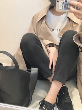 「PUMA」｜「アイテム（トレンチコート）」を使った、＊ つ　ん ＊さん（レディース・167cm）の春コーディネート