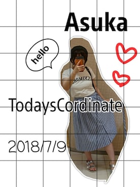 「サッカーストライプ」｜asu🍋(復活)さん（レディース・152cm）の夏コーディネート