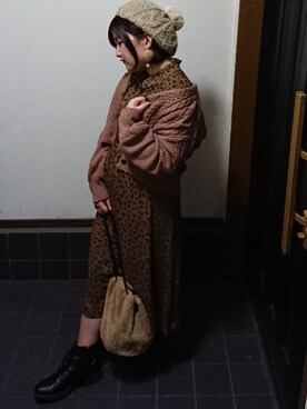 「OZOC（オゾック）のアイテム（ハンチング/ベレー帽）」を使った、asu🍋さん（レディース・152cm）の冬コーディネート
