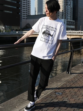 「Audience（オーディエンス）のアイテム」を使った、Rocky Monroeさん（メンズ・187cm）の夏コーディネート