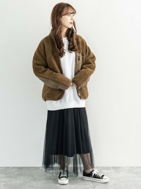 「KANGOL（カンゴール）のアイテム（ジャケット/アウター）」を使った、Rocky Monroeさん（レディース・164cm）の秋コーディネート