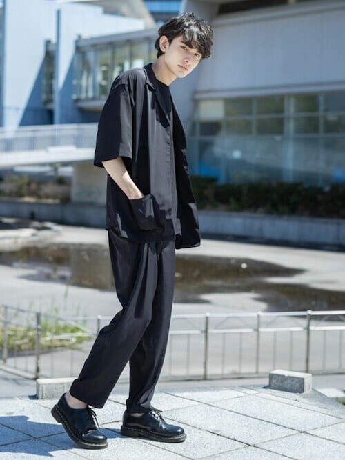 セール】【3点セットアップ】 オーバーサイズ5分袖シャツジャケット