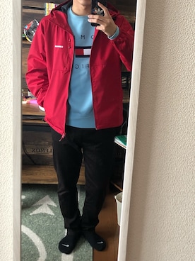 「TOMMY HILFIGER（トミーヒルフィガー）のアイテム（スウェット）」を使った、reさん（メンズ・168cm）の冬コーディネート
