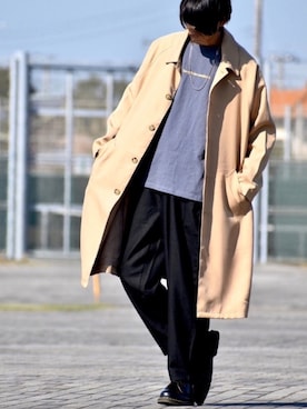 「CREARE LINO」｜「アイテム（ステンカラーコート）」を使った、y_Oさん（メンズ・168cm）の秋コーディネート