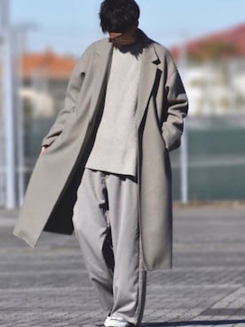 「ワイドスラックス」｜「アイテム（チェスターコート）」を使った、y_Oさん（メンズ・168cm）の冬コーディネート