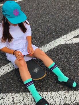 「NEFF（ネフ）のアイテム」を使った、ノアさん（レディース・148cm）の夏コーディネート