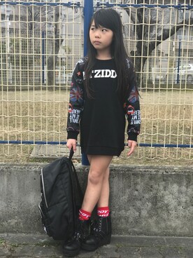 「ZIDDY」｜「アイテム（ワンピース/ドレス）」を使った、RINKA&REIさん（キッズ・125cm）の冬コーディネート