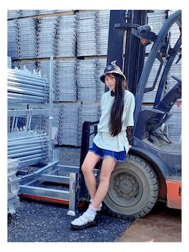 「ZIDDY」｜「アイテム（帽子）」を使った、RINKA&REIさん（キッズ・157cm）の春コーディネート