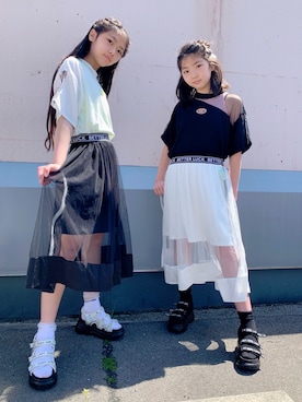 「おんなのこコーデ」｜「アイテム（サンダル）」を使った、RINKA&REIさん（キッズ・157cm）の春コーディネート