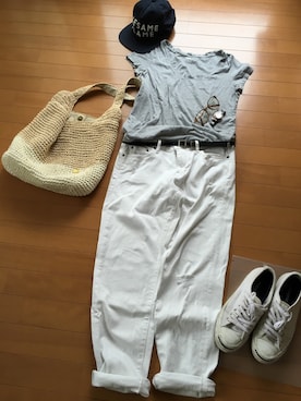 「CONVERSE（コンバース）のCONVERSE コンバース ジャック パーセル / JACK PURCEL（スニーカー）」を使った、ronsさん（レディース・163cm）の夏コーディネート