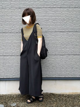 「NANO universe（ナノユニバース）のアイテム（サロペット/オーバーオール）」を使った、yuuさん（レディース・160cm）の夏コーディネート