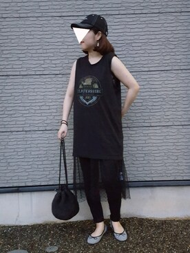 「DISCOAT（ディスコート）のバレーシューズ（バレエシューズ）」を使った、yuuさん（レディース・160cm）の夏コーディネート