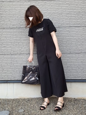 「NANO universe（ナノユニバース）のアイテム（サロペット/オーバーオール）」を使った、yuuさん（レディース・160cm）の夏コーディネート