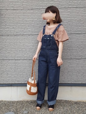 「SpRay（スプレイ）のアイテム（サロペット/オーバーオール）」を使った、yuuさん（レディース・160cm）の夏コーディネート