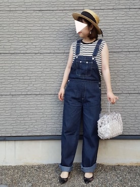 「SpRay（スプレイ）のアイテム（サロペット/オーバーオール）」を使った、yuuさん（レディース・160cm）の夏コーディネート