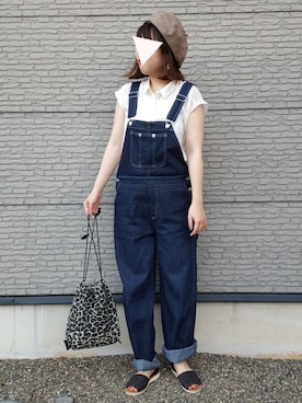 「SpRay（スプレイ）のアイテム（サロペット/オーバーオール）」を使った、yuuさん（レディース・160cm）の夏コーディネート