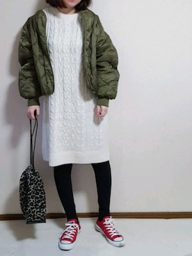 「アイラブCONVERSE」｜yuuさん（レディース・160cm）の冬コーディネート