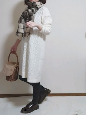 「ファーカゴバッグ」｜yuuさん（レディース・160cm）の冬コーディネート
