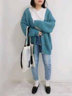 カーディガン ボレロを使った ブルーグリーン の人気ファッションコーディネート Wear