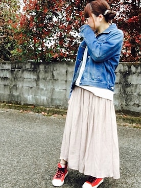 「ふんわり」｜「アイテム（ジャケット/アウター）」を使った、そらさん（レディース・154cm）の春コーディネート