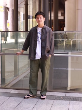 「EN ROUTE（アンルート）のアイテム（トップス）」を使った、YOSHINO TAKUYAさん（メンズ・170cm）の夏コーディネート