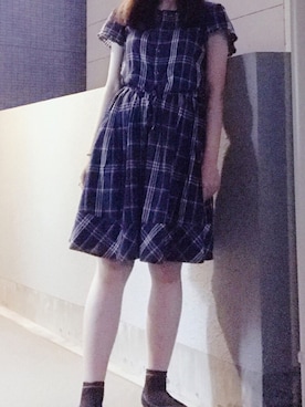 「pom ponette junior（ポンポネットジュニア）のアイテム（ワンピース、ブラック系）」を使った、mayukoさん（レディース・161cm）の夏コーディネート