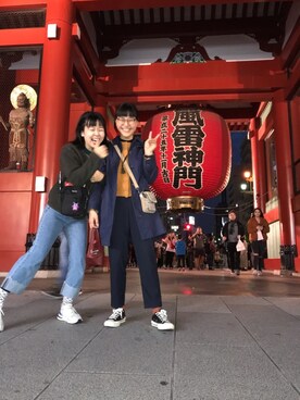 「BEAMS（ビームス）のアイテム（チェスターコート）」を使った、Erin🇹🇼さん（レディース・162cm）の秋コーディネート