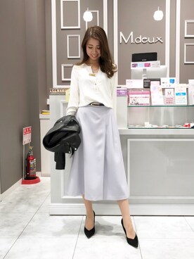「ラベンダー」｜「アイテム（ライダースジャケット）」を使った、mami♡⃛¨̮さん（レディース・157cm）の冬コーディネート