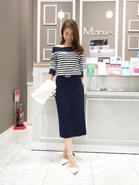 「M.deux（エムドゥ）のアイテム（デニムジャケット）」を使った、mami♡⃛¨̮さん（レディース・157cm）の春コーディネート