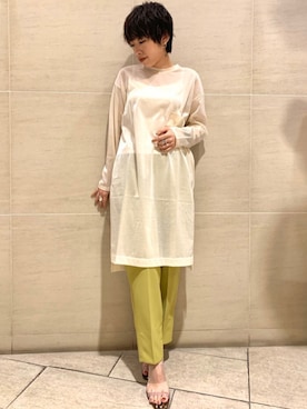 「アイテム（パンツ、イエロー系）」を使った、sophilaさん（レディース・160cm）の春コーディネート