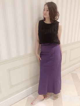 「パープル×黒」｜「アイテム（シャツ/ブラウス）」を使った、sophilaさん（レディース・160cm）の夏コーディネート