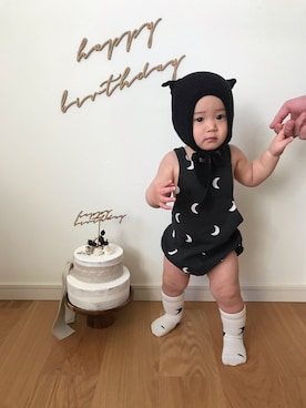 「海外子供服」｜「アイテム（オールインワン・サロペット）」を使った、Danさん（キッズ・80cm）の春コーディネート