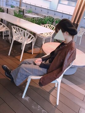 「学校」｜「アイテム（ライダースジャケット）」を使った、えびとれんこんの天麩羅さん（レディース・160cm）の秋コーディネート