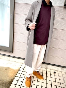 「SITRY（シトリー）のアイテム（チェスターコート）」を使った、MaSaさん（メンズ・184cm）の冬コーディネート