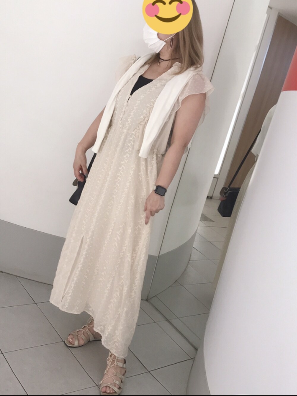 「ZARA、おしゃれさんと繋がりたい、夏、ワンピース、痩せたい」｜「ZARAのアイテム（ワンピース、ベージュ系）」を使った、JIMINlEさん（レディース・156cm）の夏コーディネートの1枚目の写真
