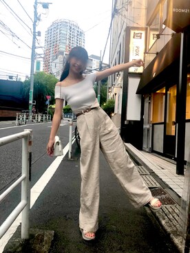 「スニーカーソールサンダル」｜かぉさん（レディース・152cm）の夏コーディネート