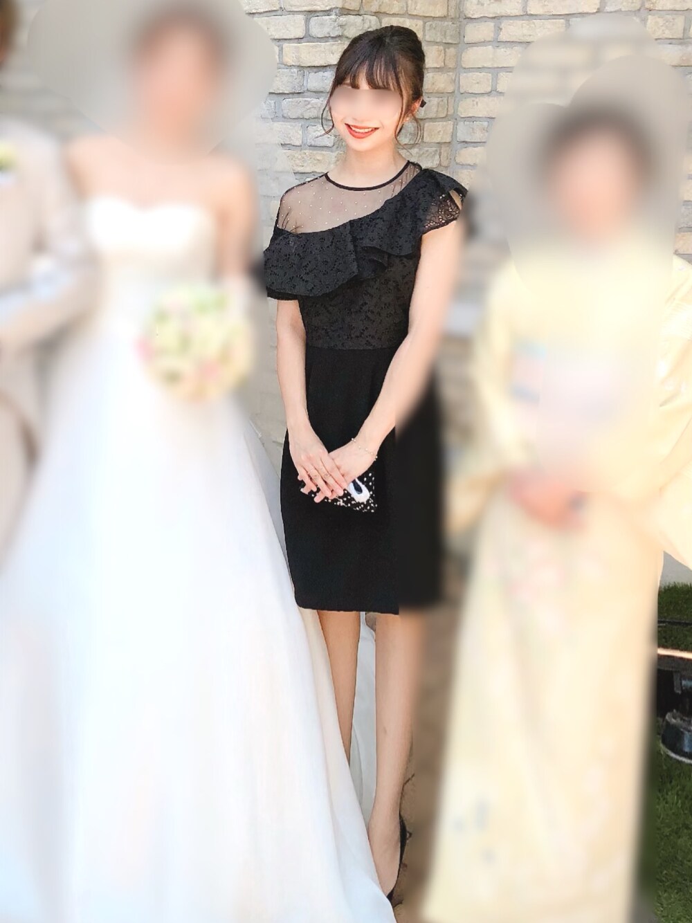 「キレイめ、低身長、ドレス、結婚式」｜「LILY BROWNのアイテム（ドレス、ブラック系）」を使った、かぉさん（レディース・152cm）の夏コーディネートの1枚目の写真