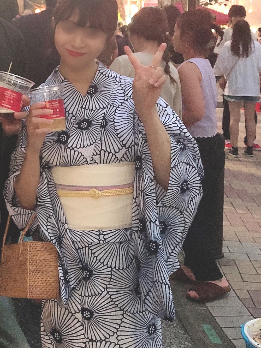 「低身長コーデ、低身長、浴衣、夏コーデ、夏、お祭り、祭り、花火大会、花火、麻布十番祭り」｜「三越仕立てのアイテム（浴衣、ブルー系）」を使った、かぉさん（レディース・152cm）の夏コーディネートの1枚目の写真