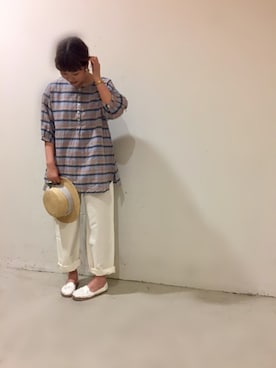 「チュニック」｜「アイテム（スリッポン）」を使った、aoki(∵)さん（レディース・165cm）の春コーディネート