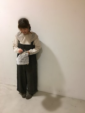 「大きめピアス」｜aoki(∵)さん（レディース・165cm）の冬コーディネート
