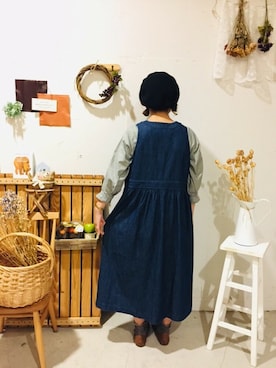 「Samansa Mos2 blue（サマンサモスモスブルー）のアイテム（ハンチング/ベレー帽）」を使った、aoki(∵)さん（レディース・165cm）の秋コーディネート