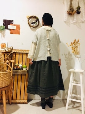 「Samansa Mos2 blue（サマンサモスモスブルー）のアイテム（ハンチング/ベレー帽）」を使った、aoki(∵)さん（レディース・165cm）の秋コーディネート