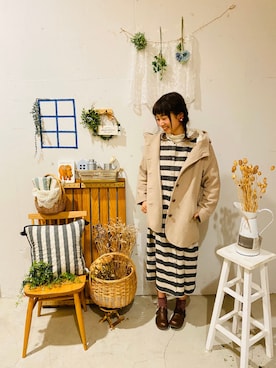 「ペタンコ靴」｜「アイテム（その他アウター）」を使った、aoki(∵)さん（レディース・165cm）の冬コーディネート