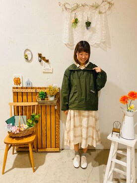 「アウトドアミックス」｜「アイテム（ワンピース/ドレス）」を使った、aoki(∵)さん（レディース・165cm）の春コーディネート
