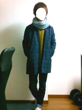 「スヌード」｜「アイテム（ダッフルコート）」を使った、やーさん（メンズ・176cm）の冬コーディネート